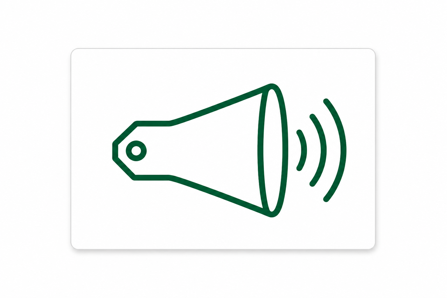 値札がメガホンになり音の波を発するピクトグラム