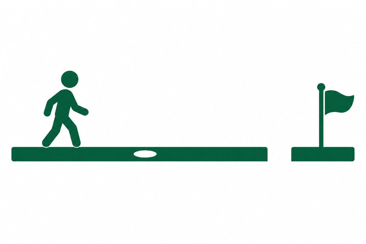 ゴールの手前にある一つの穴で、道が途切れている図