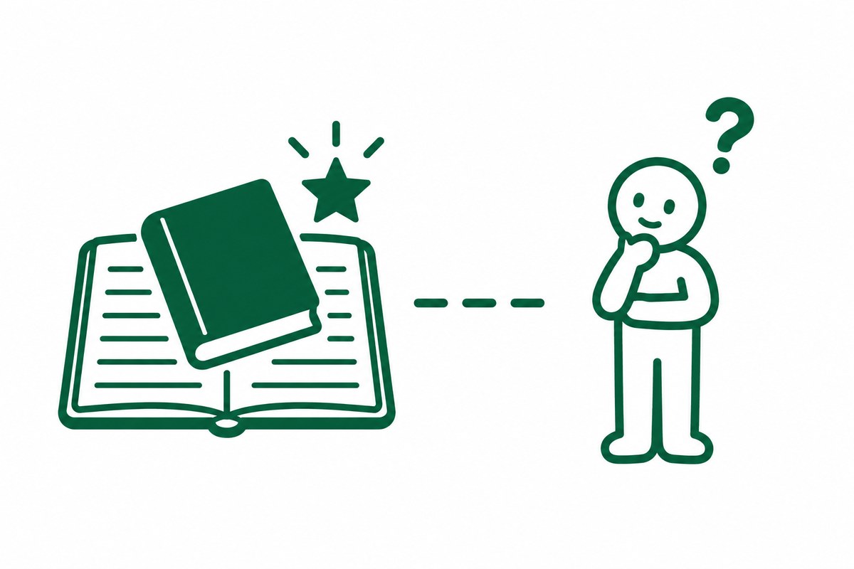 自分の学びの記録と、疑問を抱える読者が点線でつながっていない図