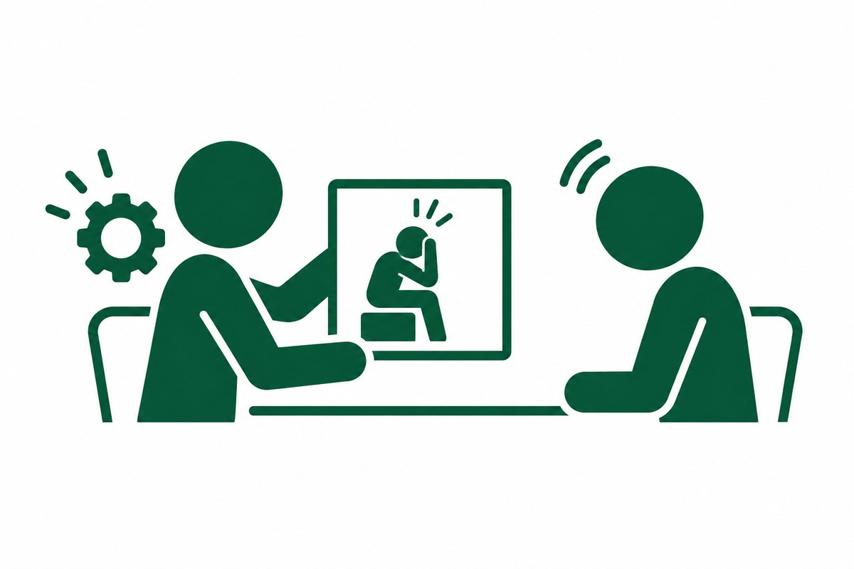 専門用語の前に相手の場面を伝える図