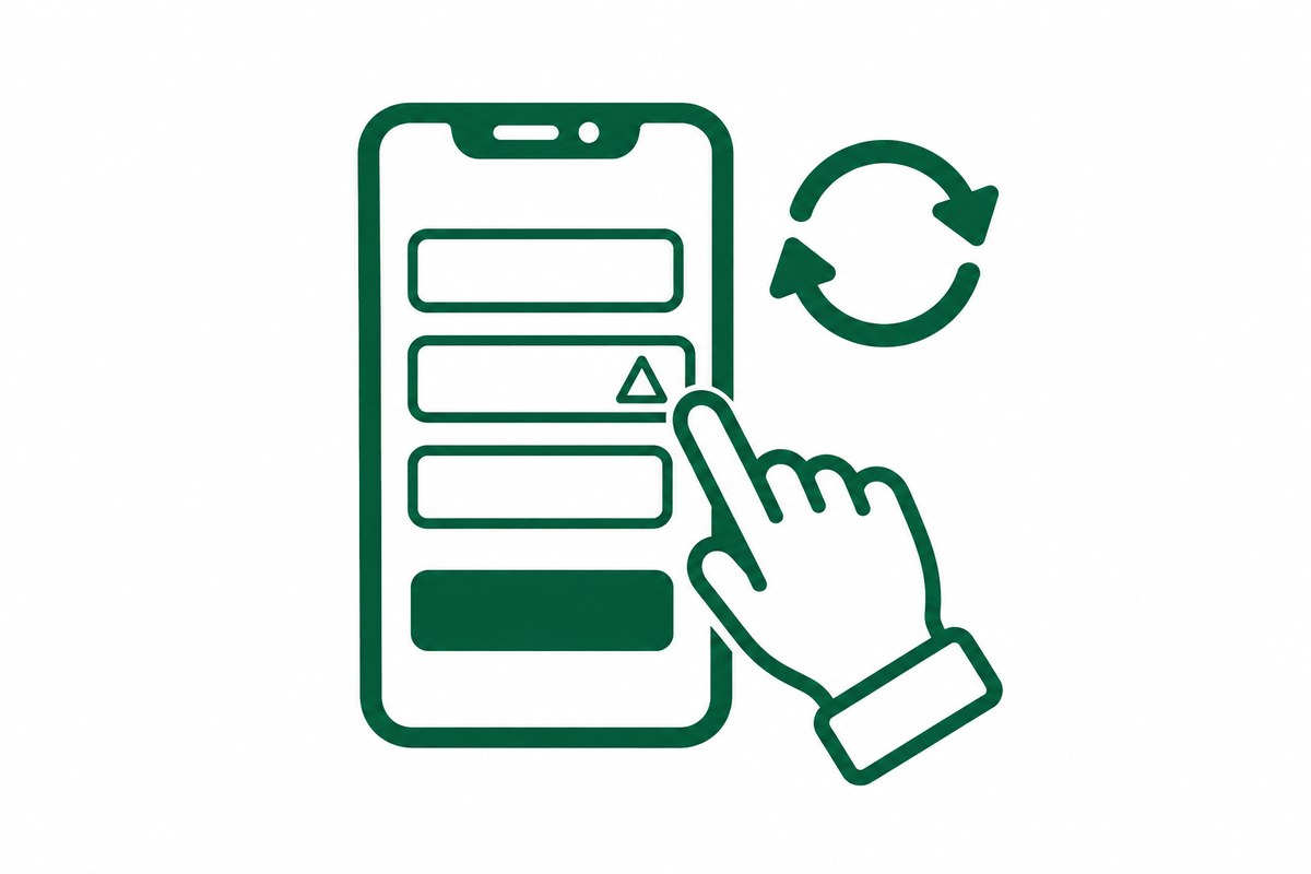 スマートフォンで入力し直す場面を試す図