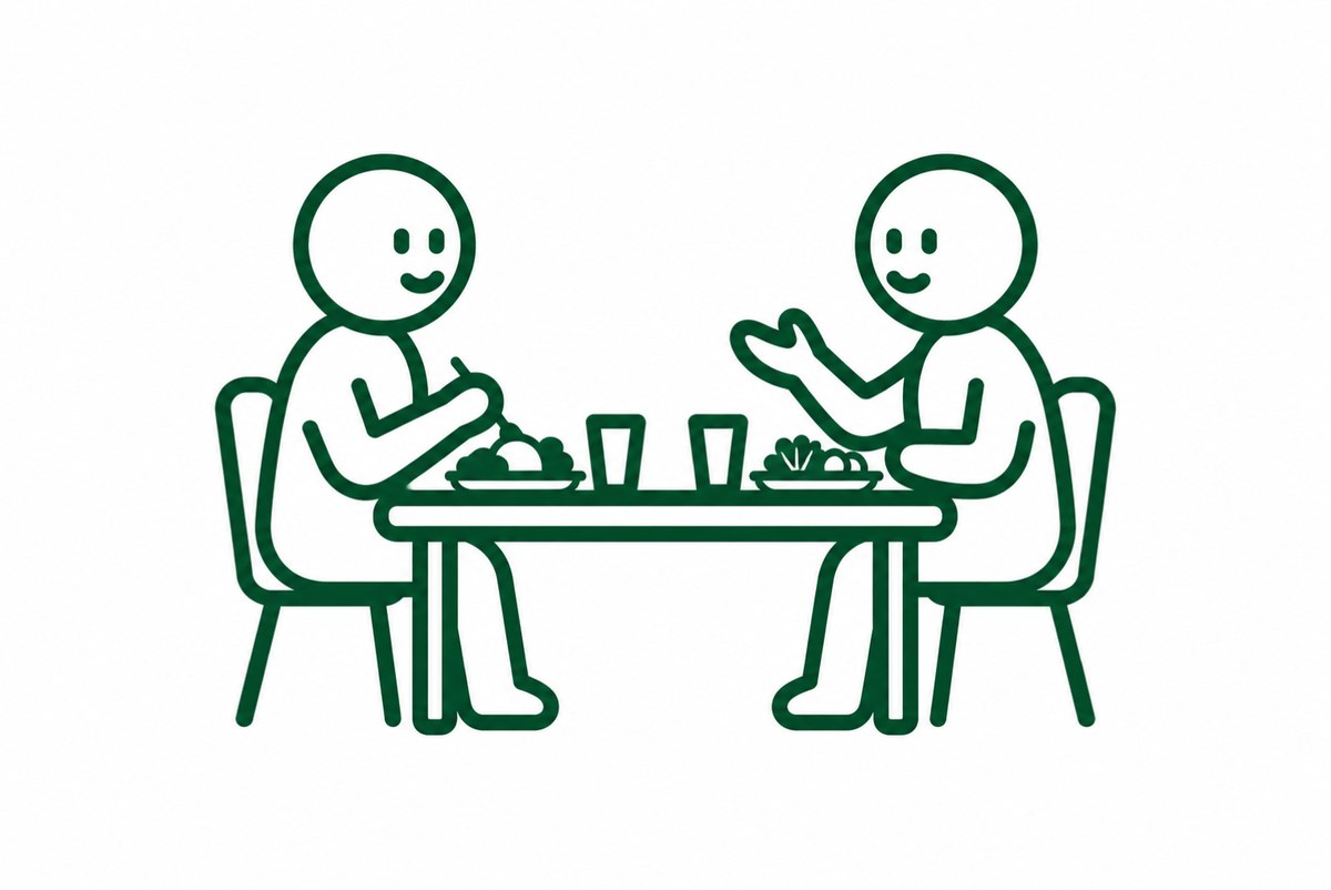 落ち着いた場で会話を楽しむ時間を表した図
